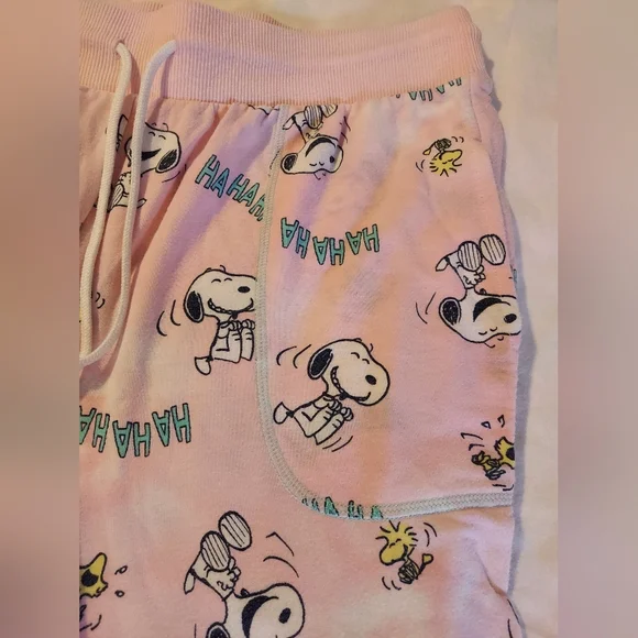 Peanuts Pink Cozy Soft Snoopy Jogger Style Pajama Pants - Picture 6 of 6